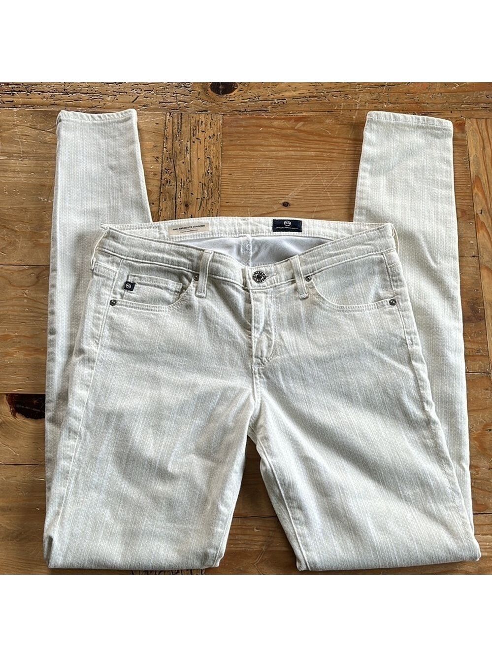Ag Adriano Goldschmied Absolute Leggings Extreme Skinny Jeans Cream Beige 27R